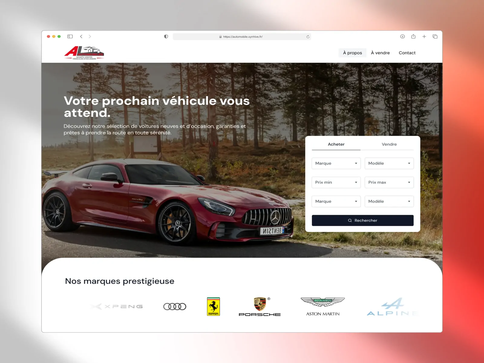 Page d'accueil du site AL Automobile mettant en avant les services d'un garage automobile.